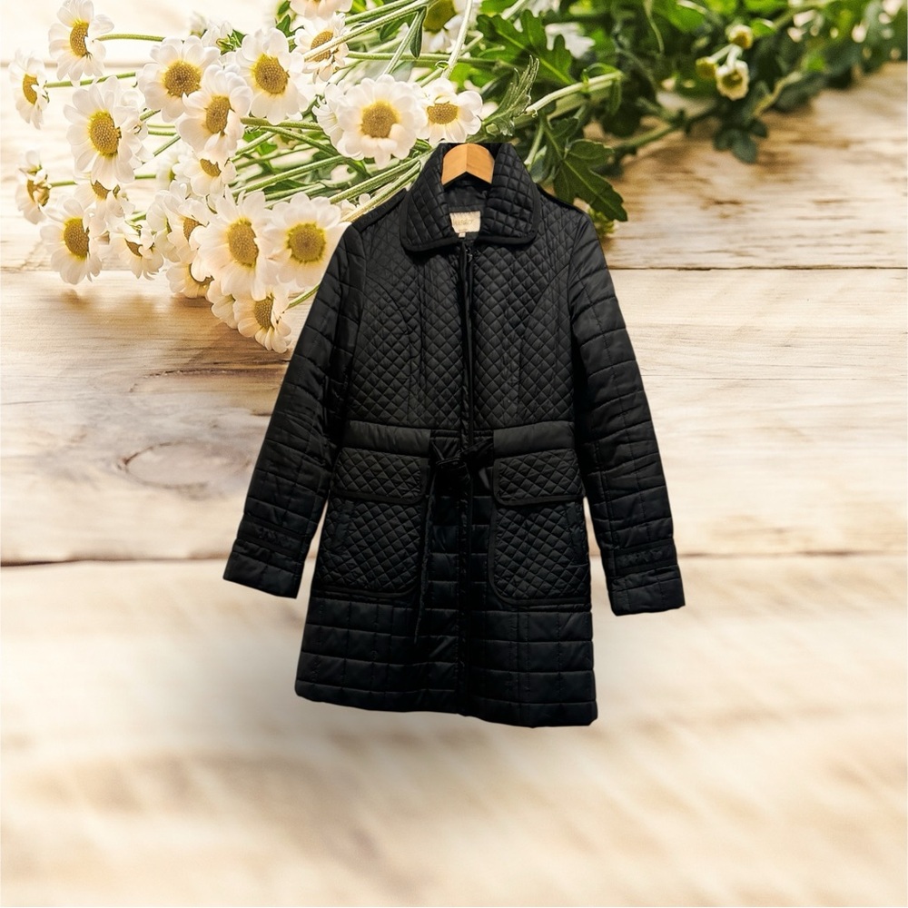 Laundry By Shelli Segal Black Quilted Belted Puffer Coat - Picture 16 of 16